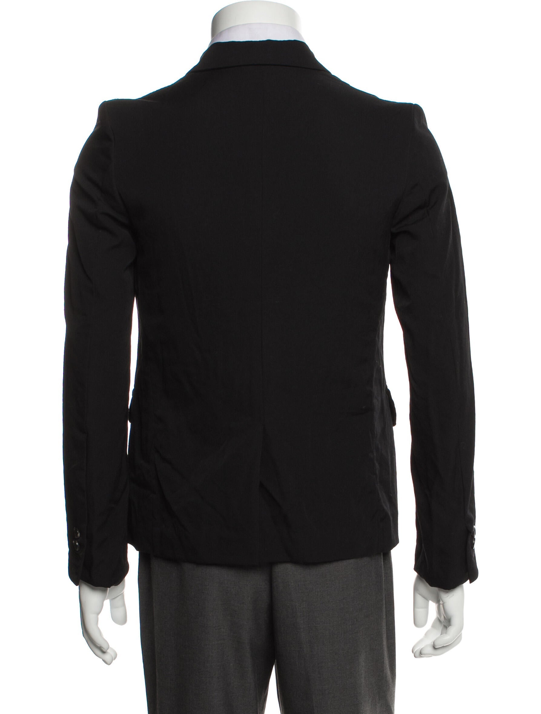 BLACK Comme des Garçons Wool Colorblock Pattern Peacoat